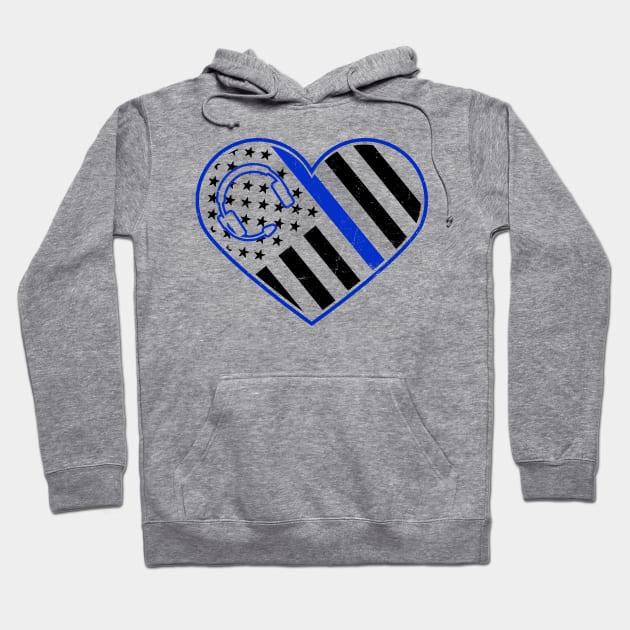 911 Dispatcher Shirt | Patriotic US Heart Flag Gift Hoodie by Gawkclothing